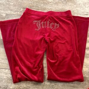 Juicy Couture Red Velour Rhinestone Logo Pants